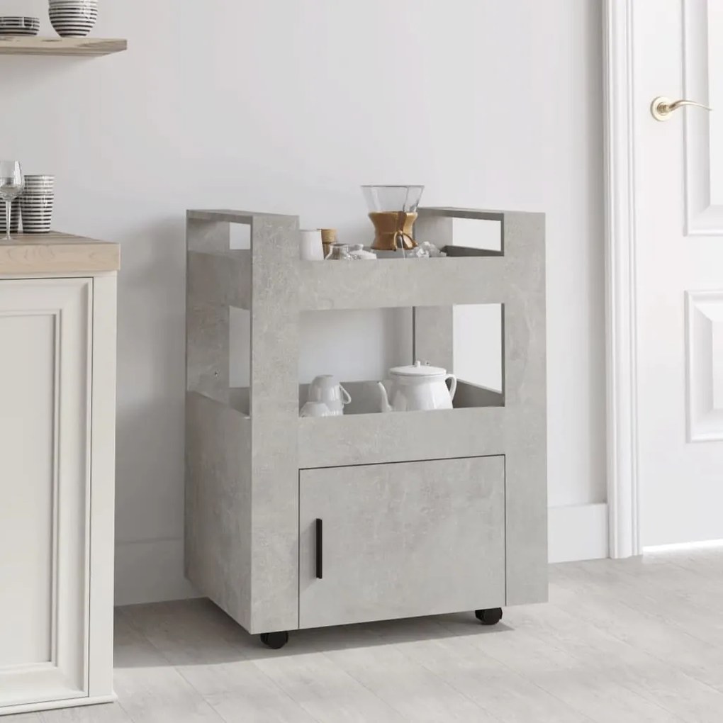 Carrello Da Cucina Grigio Cemento 60x45x80 Cm Legno Multistrato /