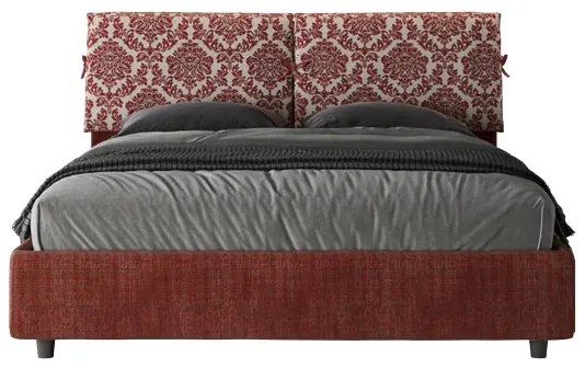 Letto matrimoniale contenitore imbottito 160x190 tessuto Agata 4 bordeaux Mados