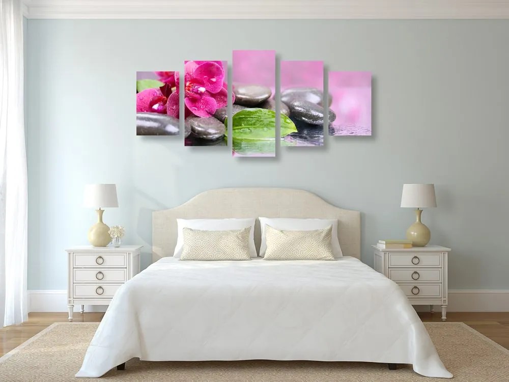 Quadri 5 pezzi – Orchidea con tocco di relax