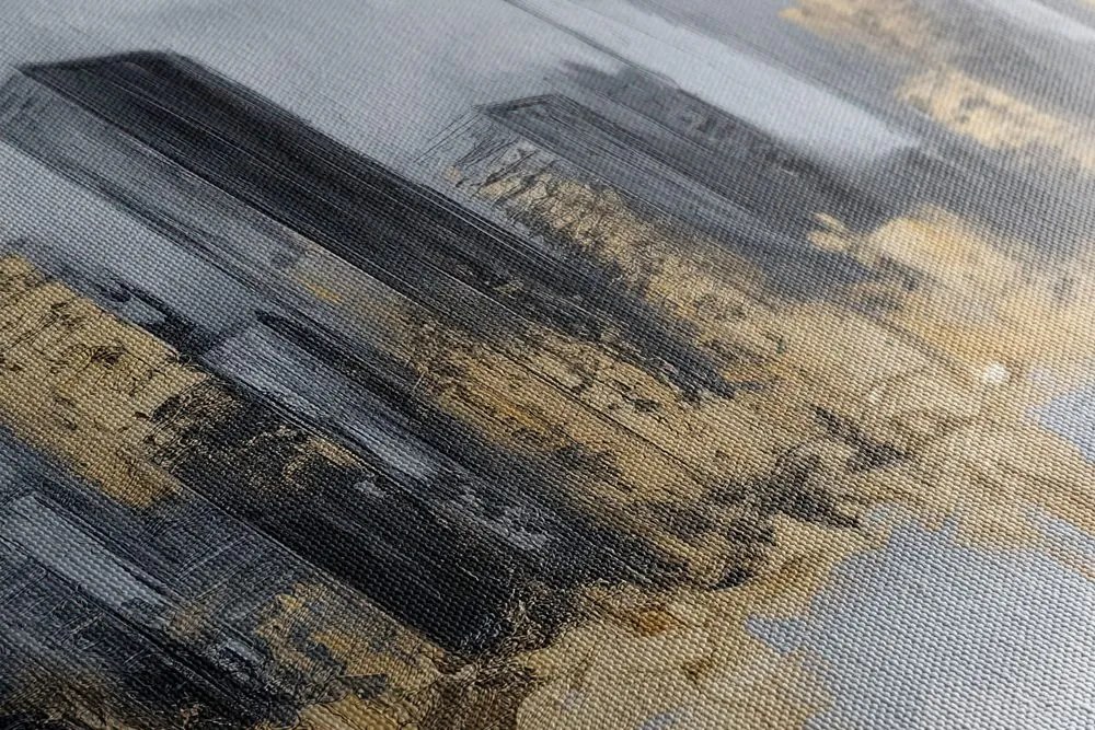 Quadro su tela – Panorama di grattacieli in oro e grigio