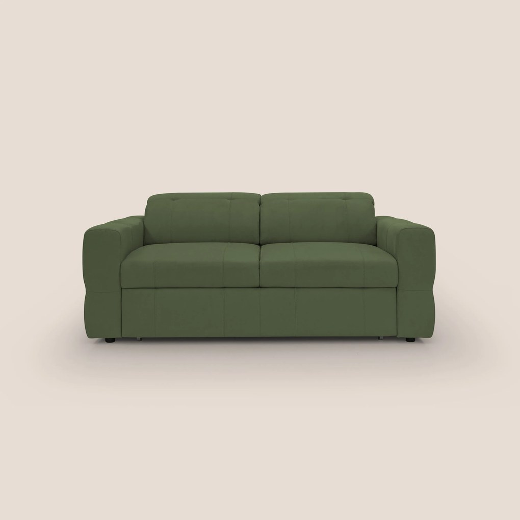 Kronos Divano con pouf estraibile poggiapiedi e poggiatesta reclinabili in morbida microfibra impermeabile T11 verde
