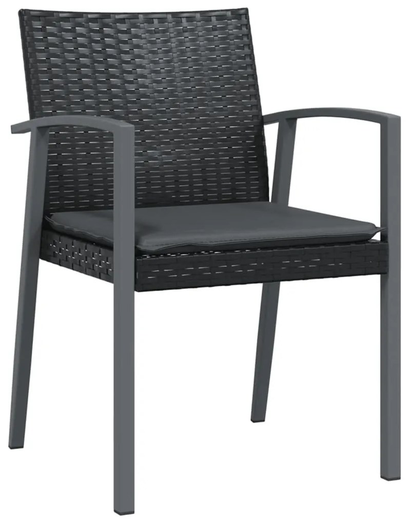 Sedie da giardino con cuscini 4pz nere 56,5x57x83 cm polyrattan