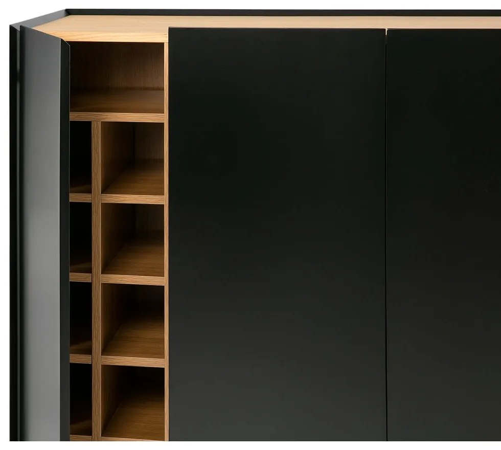 Cassettiera alta nera effetto rovere95x120 cm Arista - Teulat