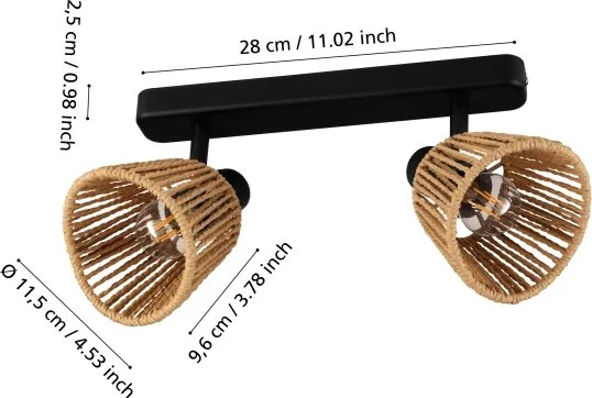 Eglo 44129 - Faretto orientabile KEELBY 2xE14/10W/230V nero/beige