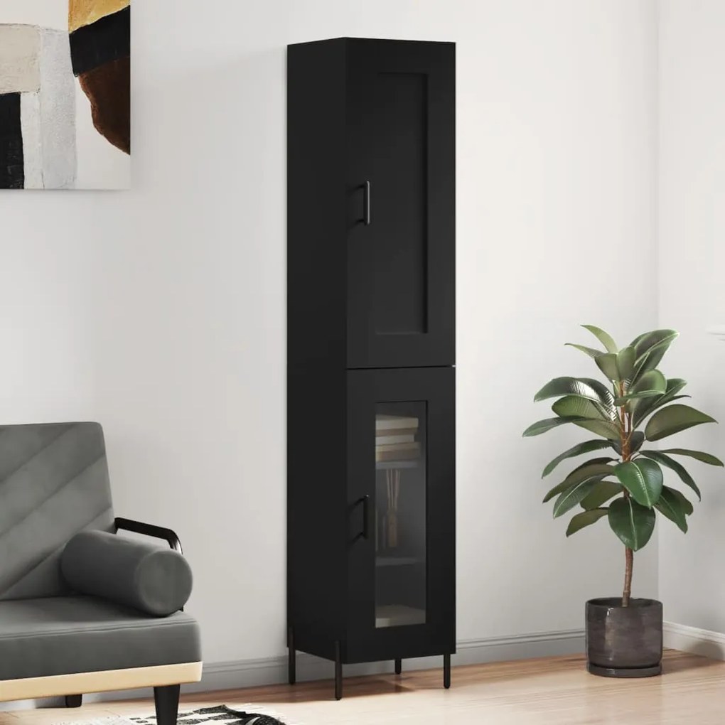 Credenza Nera 34,5x34x180 Cm İn Legno Multistrato /