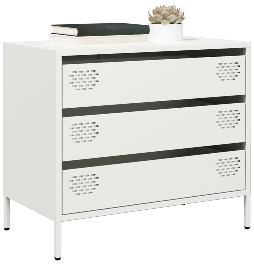 Credenza Bianca 68x39x58,5 Cm İn Acciaio Laminato A Freddo /