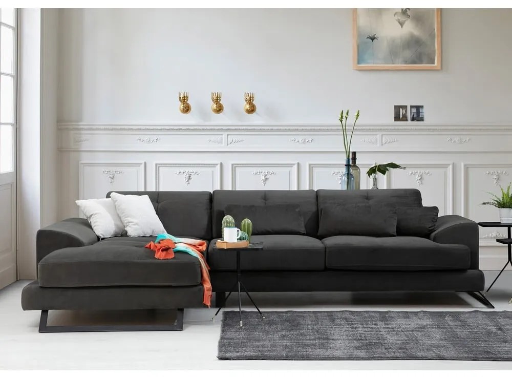 Divano angolare grigio scuro (angolo sinistro) Frido - Balcab Home