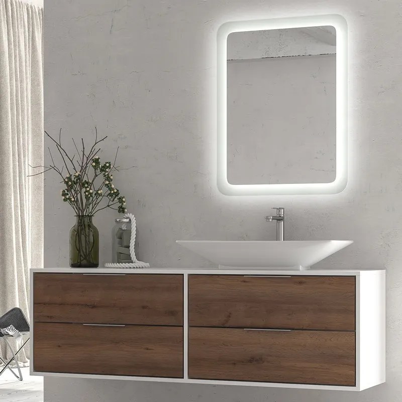 Specchio led 80x60 cm con cornice illuminante modello A800 - KAMALU