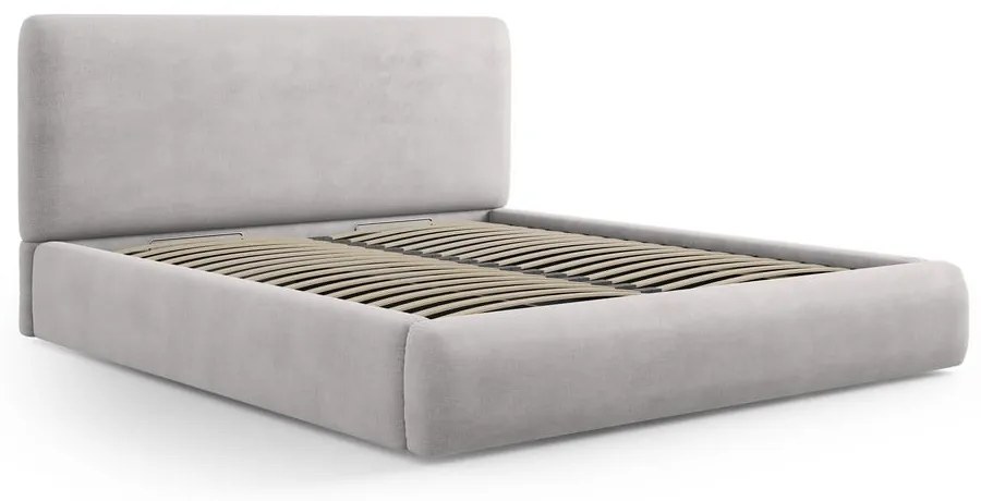 Letto matrimoniale imbottito grigio con contenitore e doghe 140x200 cm Colonel - Cosmopolitan Design