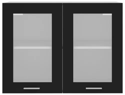 Armadio Sospeso con Vetro Nero 80x31x60 cm in Truciolato