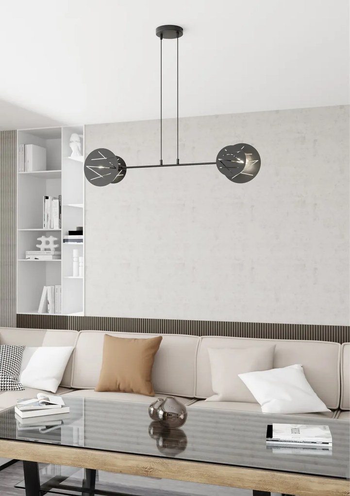 Lampada a sospensione in acciaio XOTIC 2 nero 2xE27