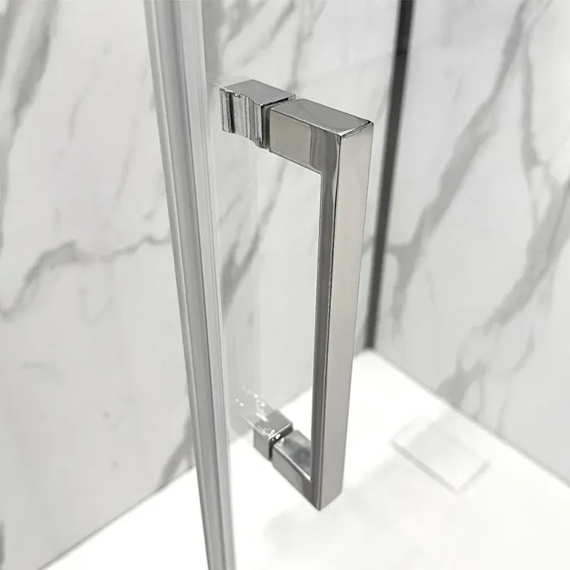 Box doccia angolare 80x80 cm con porta battente in cristallo trasparente Ted