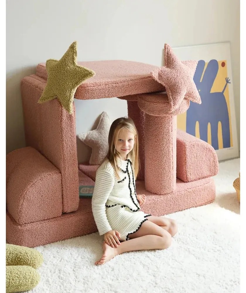 Cuscino per divano da bambini verde con rivestimento in bouclé Star – Wigiwama