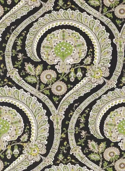Nina Campbell Carta da parati Les Indiennes - Black/ Green