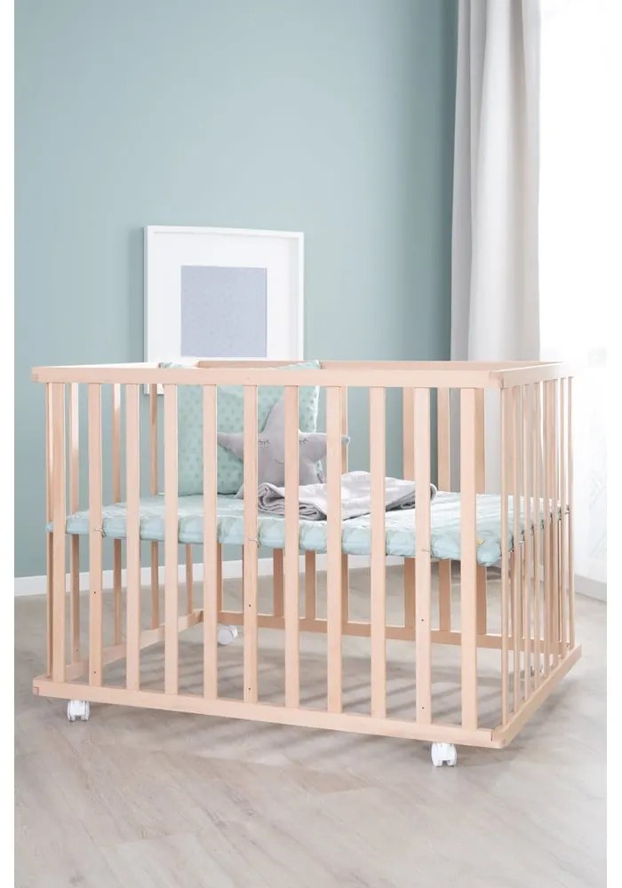 Lettino di colore naturale con altezza regolabile e ruote 75x100 cm Style – Roba