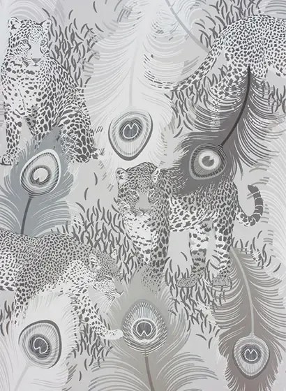 Osborne & Little Tapete Leopardo - Metallic Silver