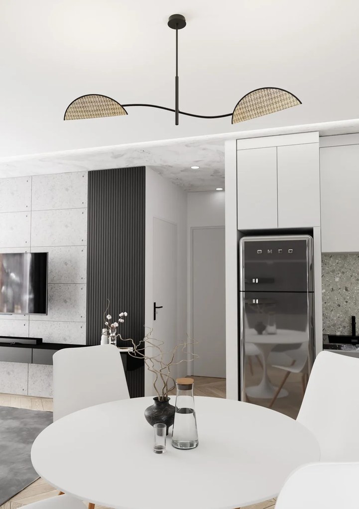 Plafoniera Moderna Ares Acciaio Nero 2 Luci E14 Ip20