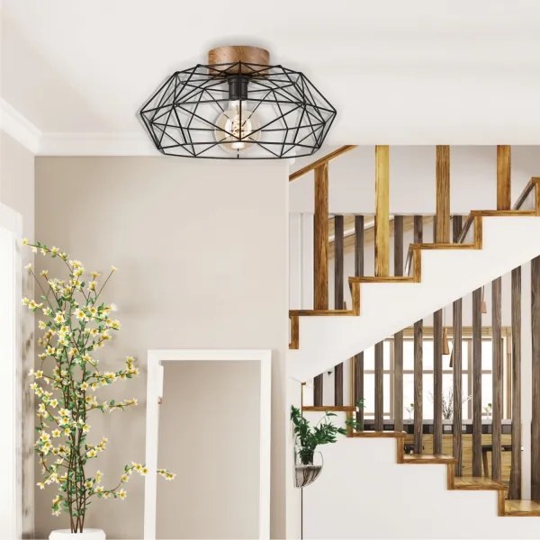 Brilagi - Plafoniera WOODY BASKET 1xE27/60W/230V rovere