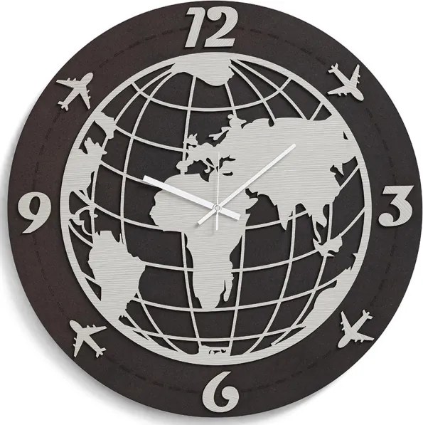 Orologio tondo da parete D30 cm WORLD moderno in legno laminato RSN