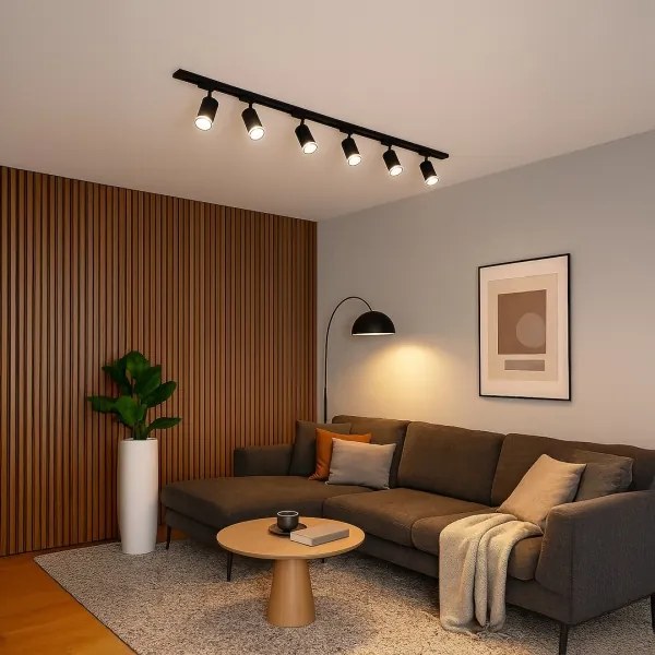 Faretto per binario PIPE 6xGU10/10W/230V, nero