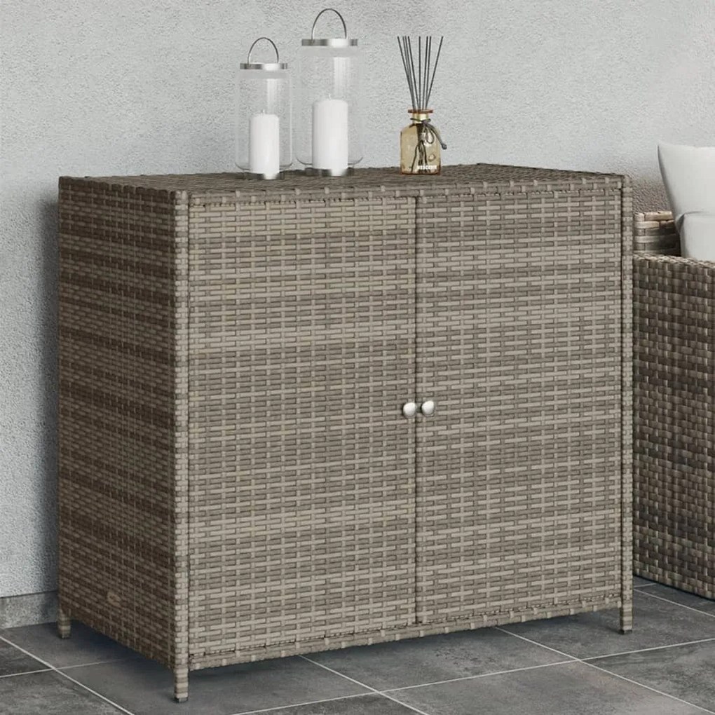 Armadietto Portaoggetti Giardino Grigio 83x45x76 Cm Polyrattan /
