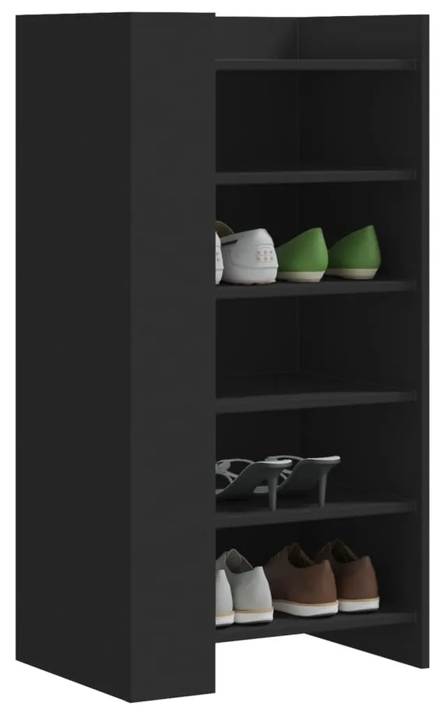 Scarpiera Nera 52x37,5x100 Cm İn Legno Multistrato /