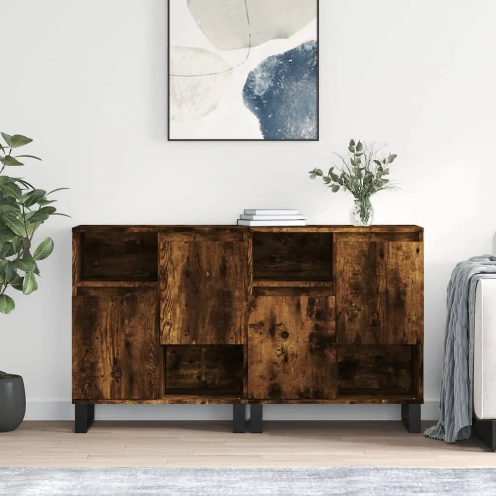 Credenze 2 Pz Rovere Fumo İn Legno Multistrato /