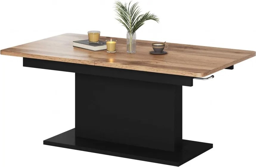 Tavolo allungabile Busetti in rovere wotan/nero opaco - L126-167 cm