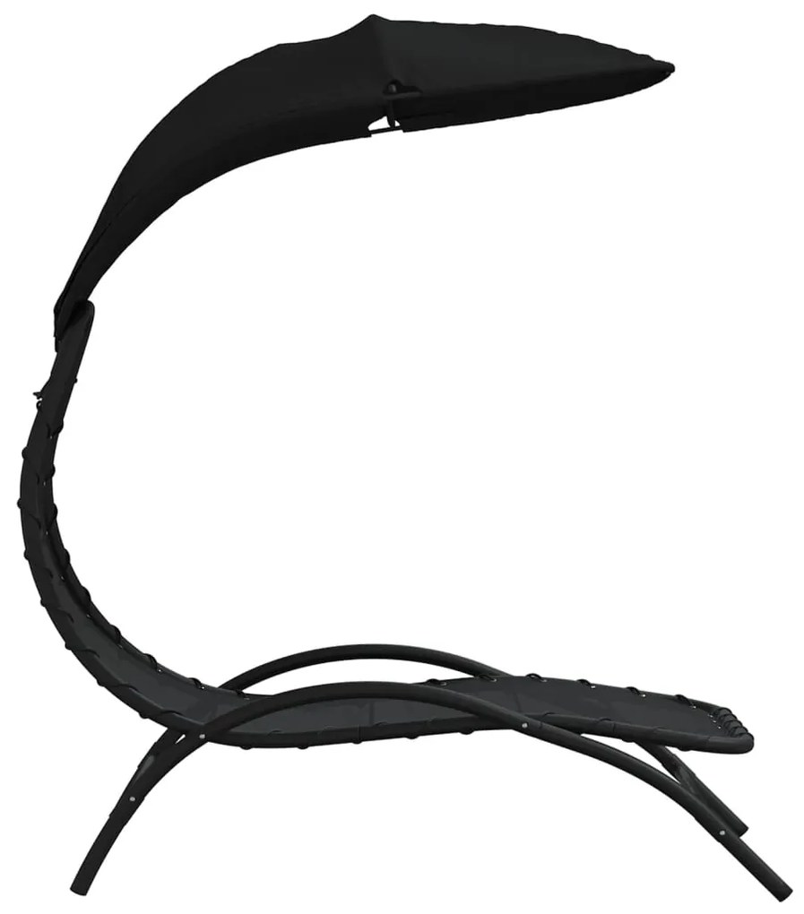 Lettino prendisole tettuccio nero 167x80x195cm tessuto acciaio