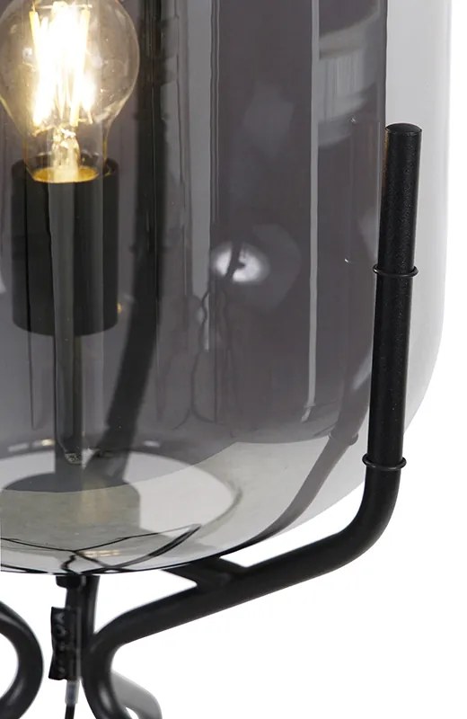 Lampada da terra intelligente nera con WiFi A60 vetro fumé - Bliss