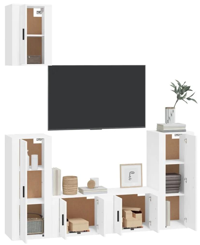 Set di mobili porta tv 5 pz bianco in legno multistrato