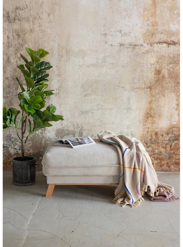 Poggiapiedi beige con rivestimento in velluto a coste Tori – Bonami Selection