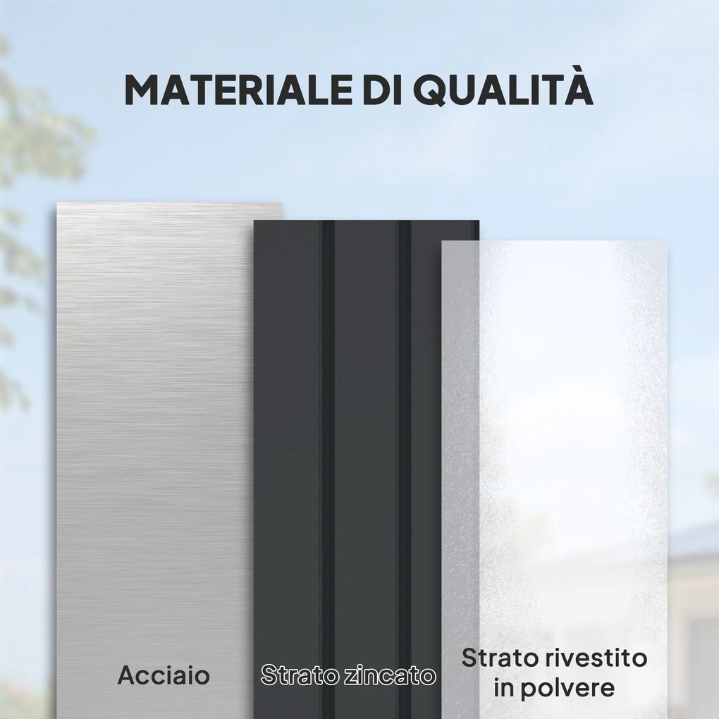 Baule Cassapanca da Esterno 124x66x72 cm da 400L in Acciaio Zincato con Serratura e 2 Chiavi Grigio Scuro...