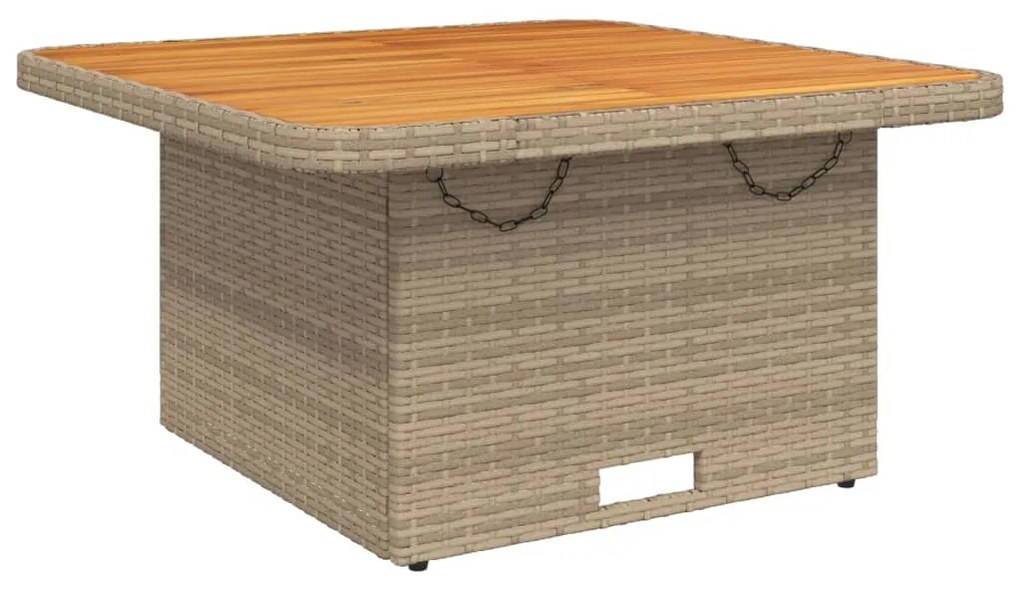 Tavolo da giardino beige 80x80x71cm polyrattan e legno acacia