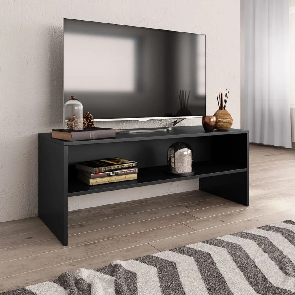 Mobile Porta TV Nero 100x40x40 cm in Legno Multistrato