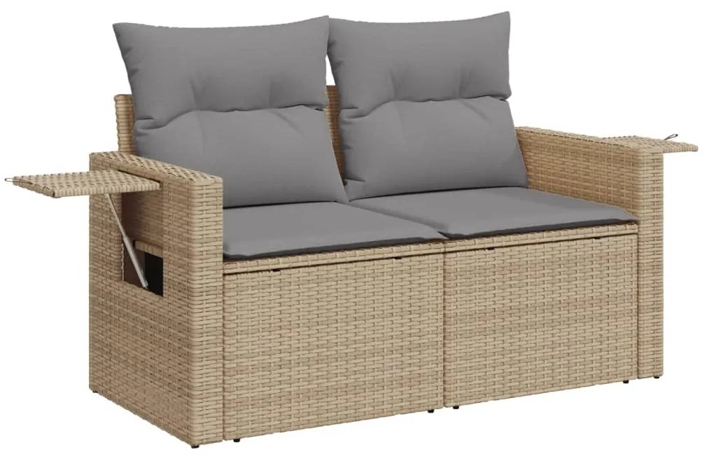 Set Divani da Giardino 7 pz con Cuscini Beige in Polyrattan