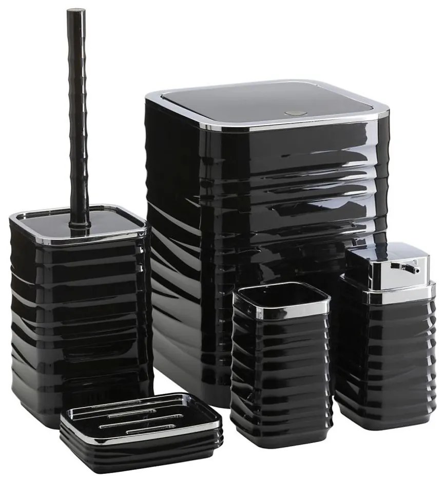 Set da bagno WAVE 5 pz nero/cromo