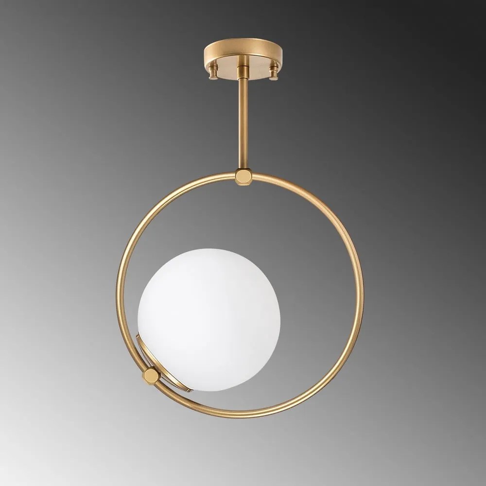 Plafoniera bianca/color ottone con paralume in vetro 39x26 cm Dolunay – Opviq lights