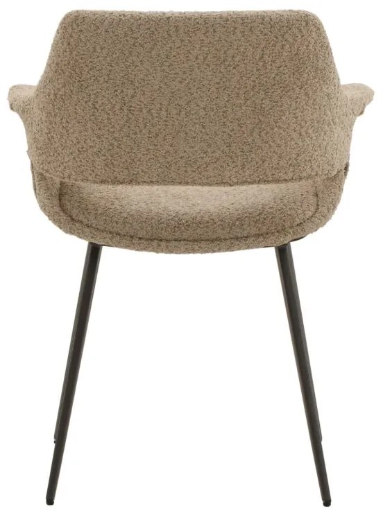 Set di sedie EMBAJADORES in tessuto beige effetto bouclé e gambe in metallo nero, con braccioli