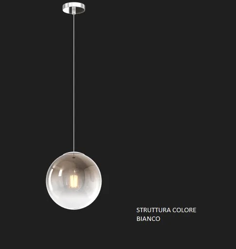 Sospensione bianco 1 luce vetro piccolo bronzo 1194bi-s20-br