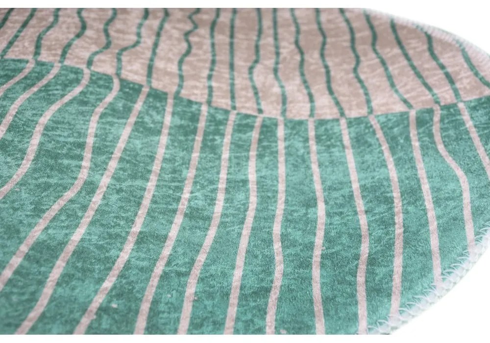 Tappeto rotondo lavabile in turchese e crema ø 120 cm Yuvarlak - Vitaus