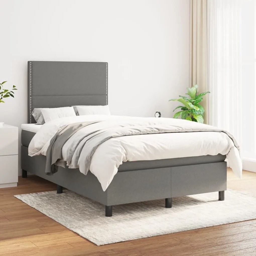 Giroletto A Molle Con Materasso Grigio Scuro 120x200 Cm Tessuto /