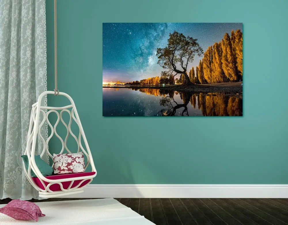 Quadro su tela – Albero sotto il cielo stellato