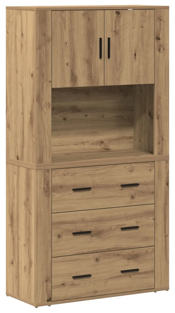 Mobile alto in rovere artigianale 80x33x150 cm legno ingegnerizzato