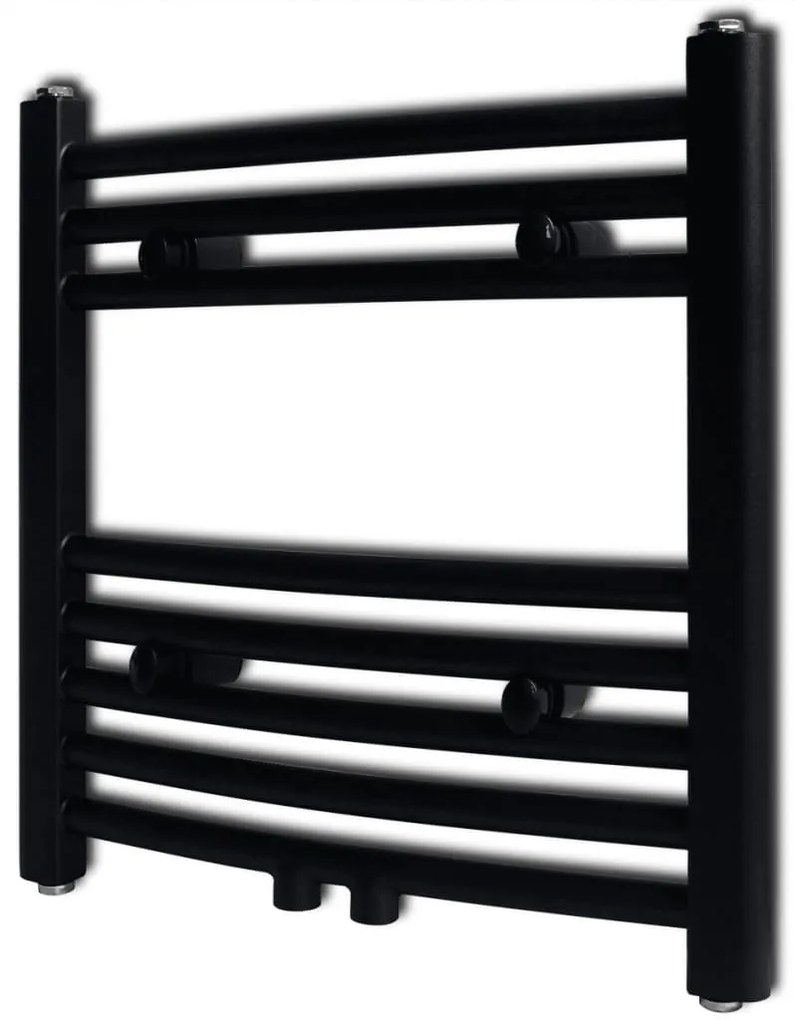 Radiatore Centrale Portasciugamano Curvo Nero 480 X 480 Mm /