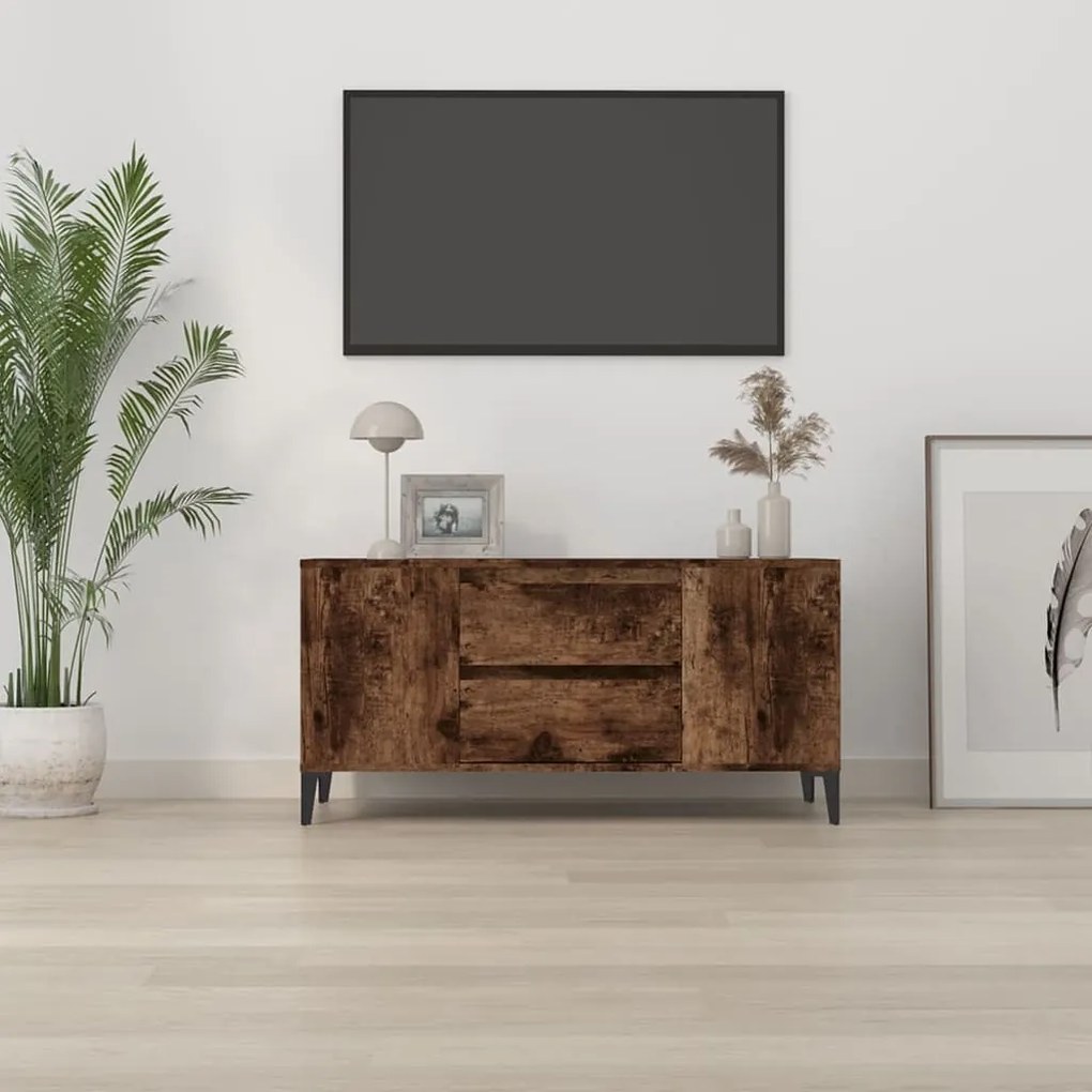 Mobile porta tv rovere fumo 102x44,5x50 cm in legno multistrato