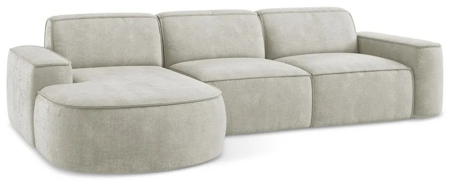 Divano angolare color crema (con penisola a sinistra/con chaise lounge) con rivestimento in ciniglia Omao – Makamii