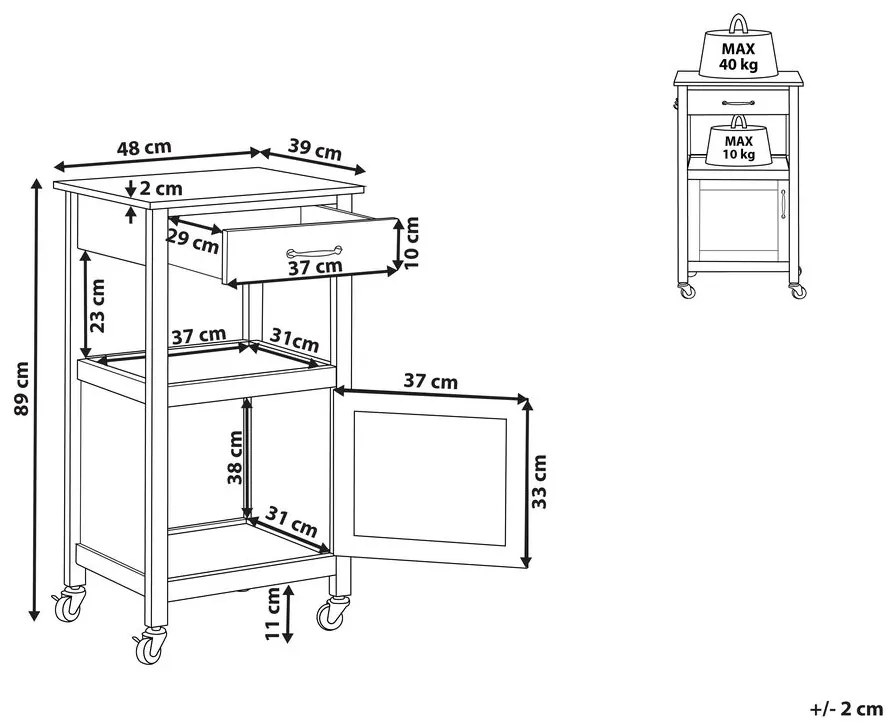 Carrello da cucina legno bianco SIENA Beliani