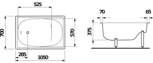 JIKA H2340000000001 - Vasca da bagno con seduta RIGA 105x70 acciaio/bianco