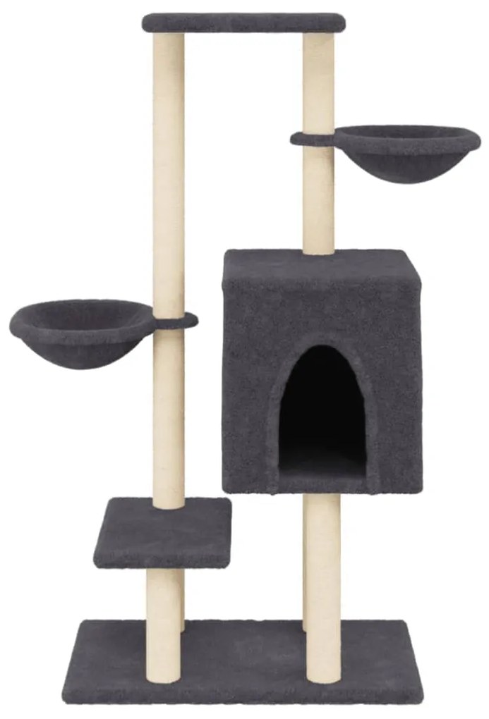 Albero per gatti con tiragraffi in sisal grigio scuro 117 cm